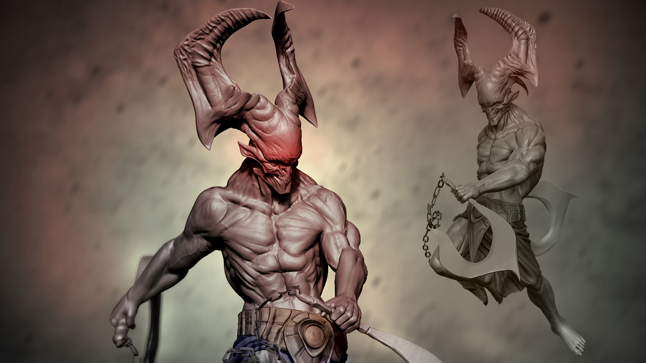 sculpting a demonic creature in zbrush